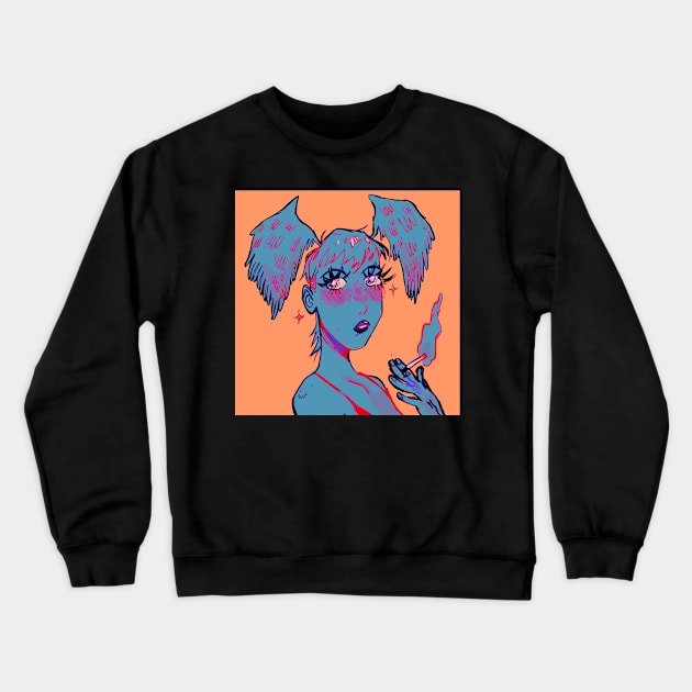 Smoking girl Crewneck Sweatshirt by snowpiart